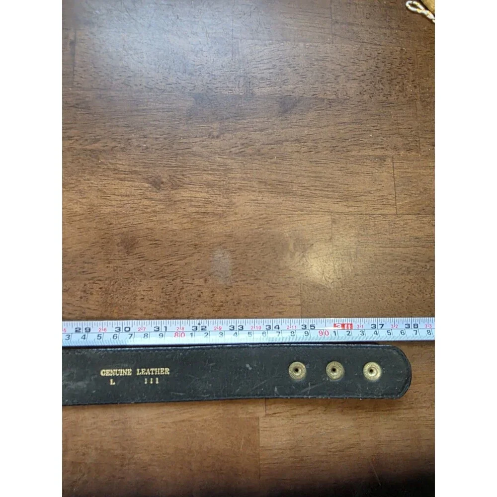 Vintage Captiva Collectibles Black Croc Embossed Leather & Gold Hoop Chain Belt